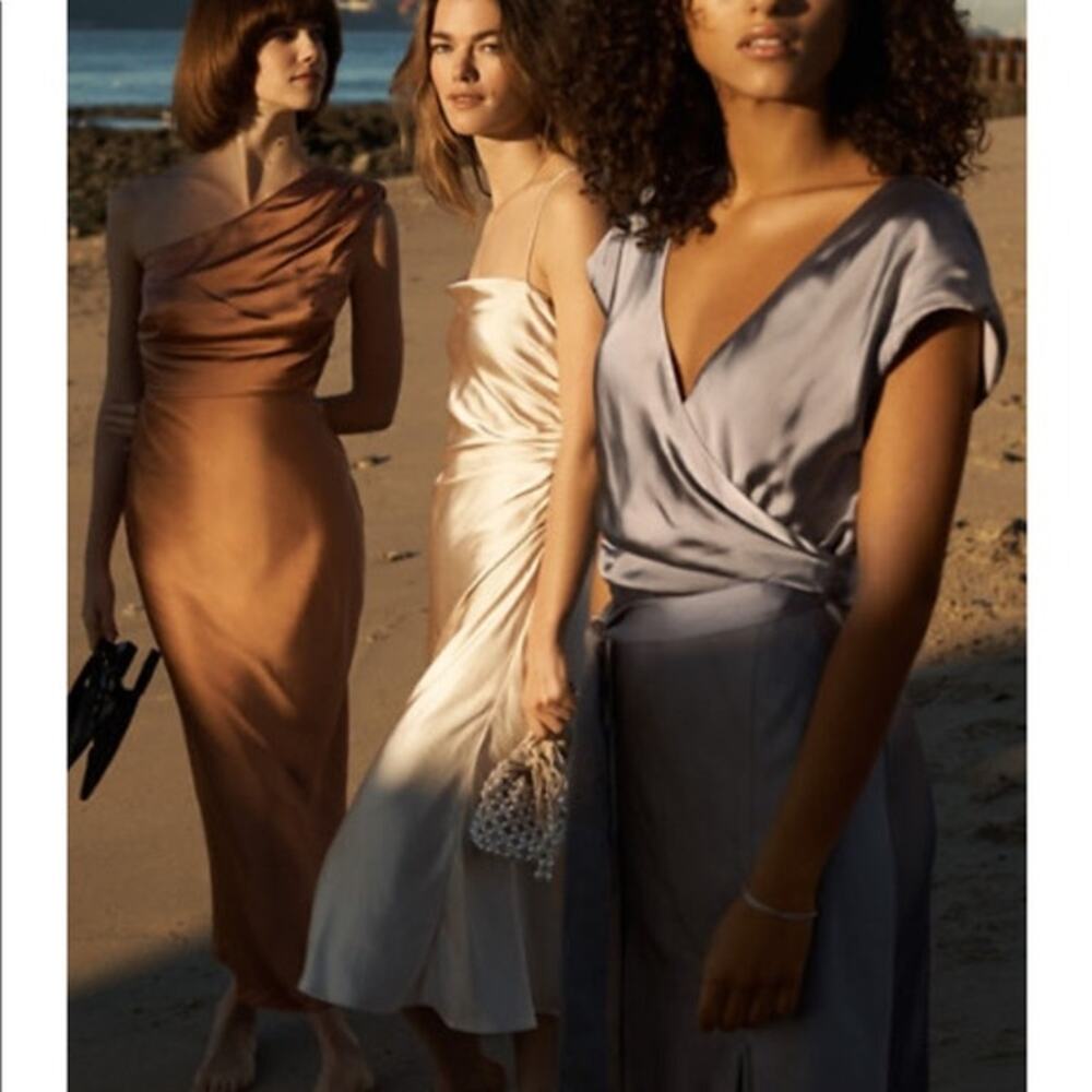 NWT Sachin & Babi Winter‎ Slip Dress in Gold Size 8 Satin Tie Back - Picture 3 of 14